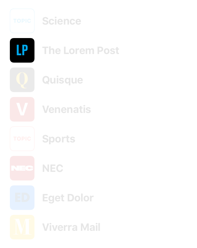 A menu of icons with the LP icon near the top, showing rounded corners and the letters LP inside.
