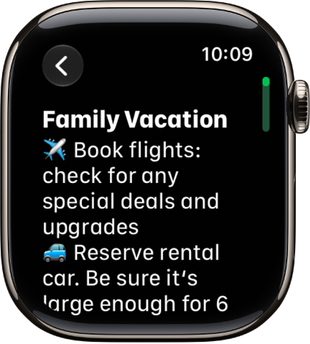 A note for a family vacation.