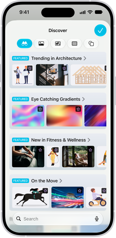 An iPhone with the Freeform app open to the Content Hub in Apple Creator Studio.