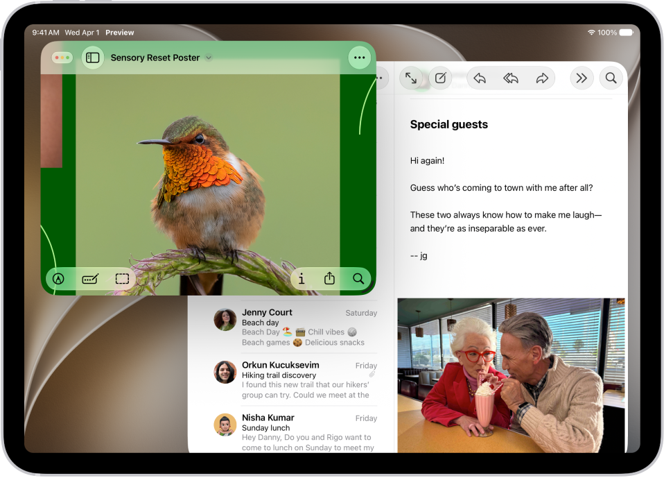 iPad mit zwei unterschiedlichen geöffnete Apps auf dem Bildschirm