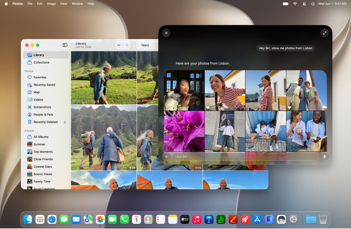 A Mac showing Siri finding content specified in the request.