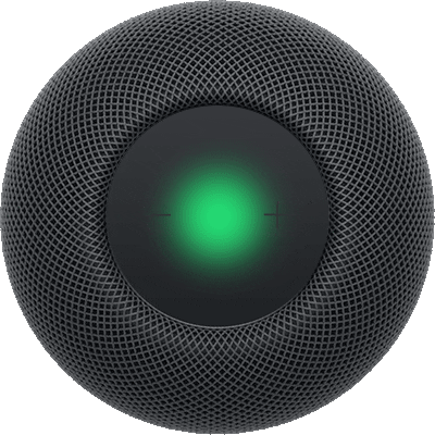 HomePod 顶部的绿色指示灯表示 HomePod 正用作免提。