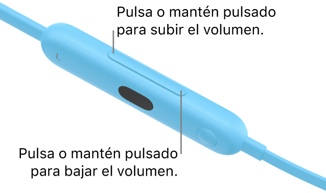 Imagen del módulo de control izquierdo de los Beats&nbsp;Flex que muestra el botón de volumen.