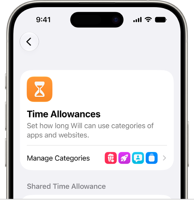 The Time Allowances Screen Time settings pane.