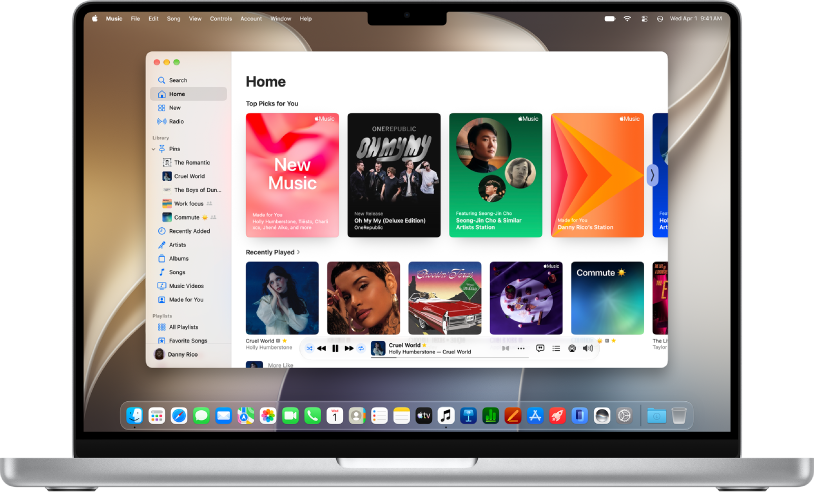 The Apple Music window showing the Home screen.