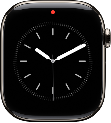 A red dot at the top center of the watch face, indicating unread notifications.