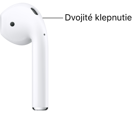 Miesto, kde treba dvakrát klepnúť na AirPodoch 1 a&nbsp;2, na hornom okraji stopky.