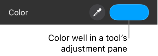 A color well in a tools sidebar, used to open the color picker.