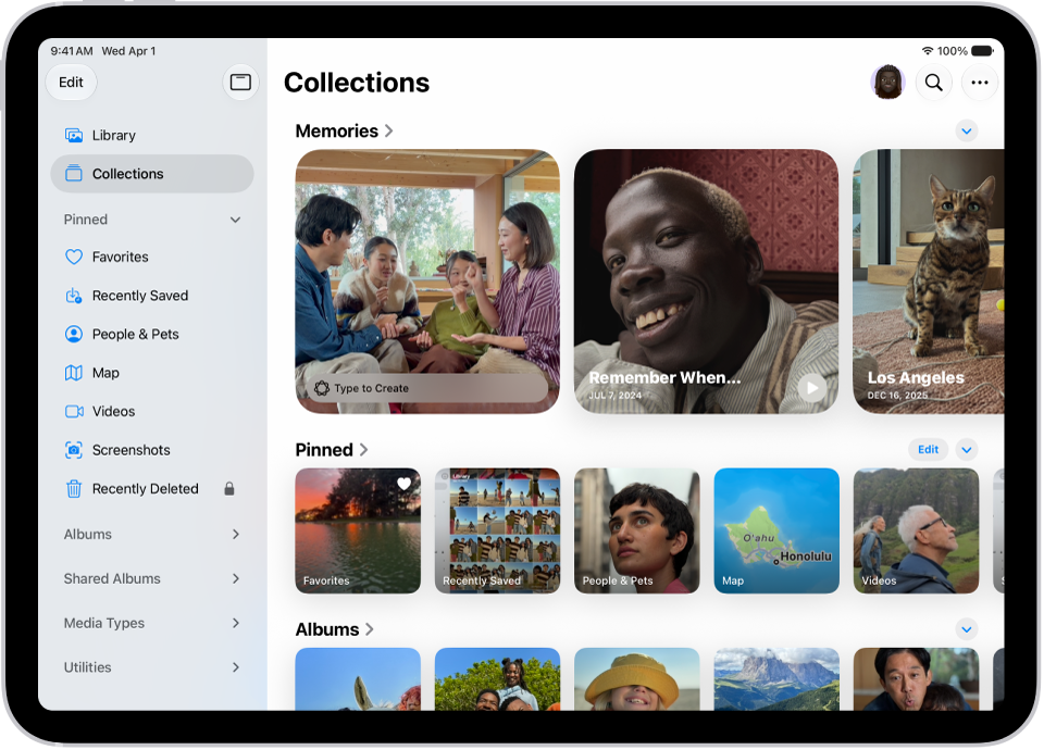 The Photos app is open and the Collections tab is selected in the sidebar.