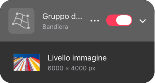 Un gruppo di alterazione nella barra laterale dei livelli.