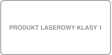 Etykieta z&nbsp;napisem „Produkt laserowy klasy 1”.