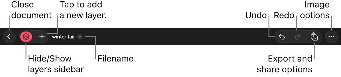 The Pixelmator Pro toolbar at the top of the app window.