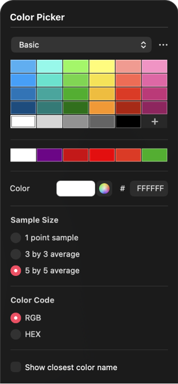 The Color Picker pane.