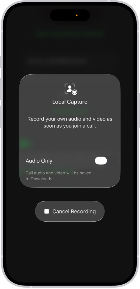 L’écran permettant d’initier l’audio local et la capture visuelle de votre point de vue d’une vidéoconférence.