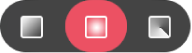 Botões no painel Gradiente para selecionar um tipo de degradê: linear, radial ou angular.