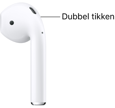 De locatie waar je dubbel kunt tikken op de AirPods&nbsp;1 of&nbsp;2, bovenaan de steel.