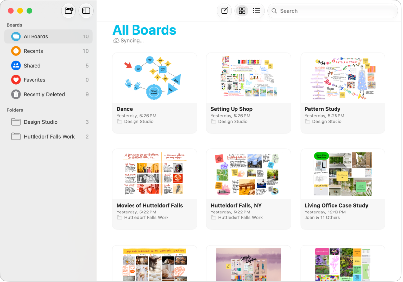 The Freeform app with All Boards showing.