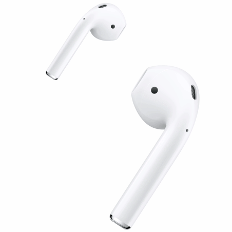 显示了AirPods。其中一只 AirPod 被轻点两下。
