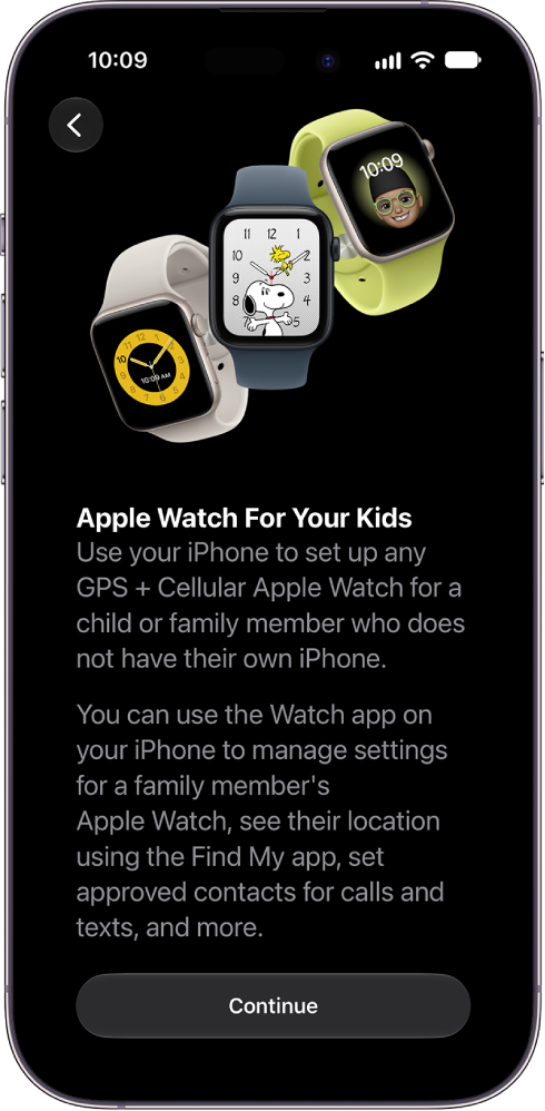 iPhone 上显示 Apple&nbsp;Watch 亲子设置的设置详细信息。