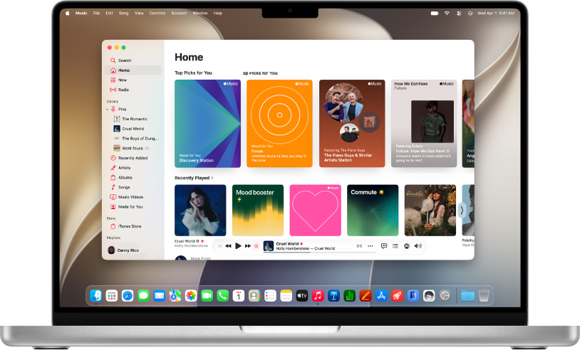 The Apple Music window showing the Home screen.