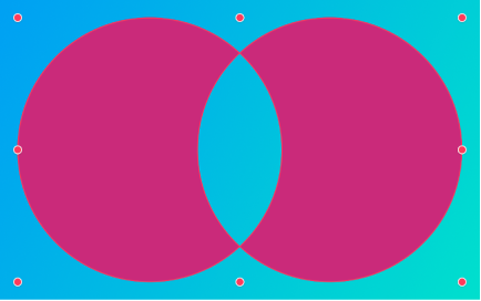 Deux formes circulaires combinées par exclusion.