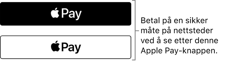 Knappen som vises på nettsteder hvor du kan betale med Apple Pay.