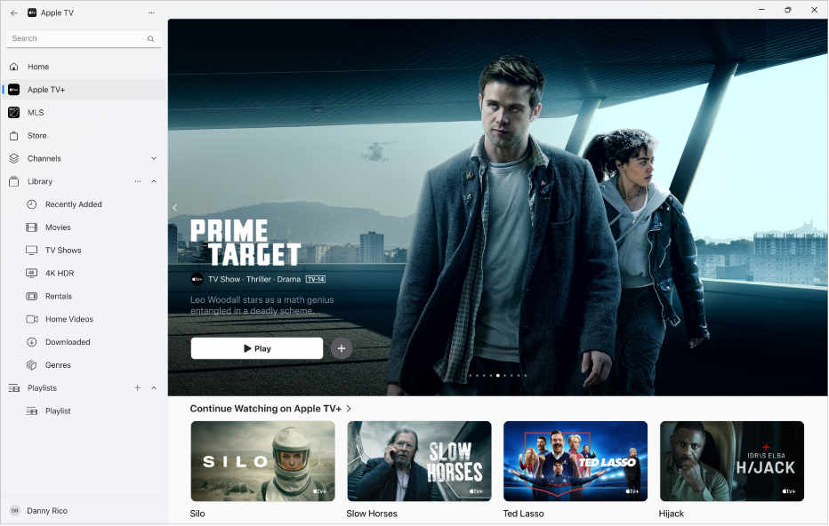 The Apple TV app with Apple TV+ open.