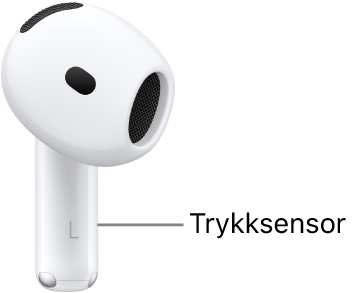 Plasseringen av trykksensoren på AirPods&nbsp;5 langs stilken på hver AirPod.