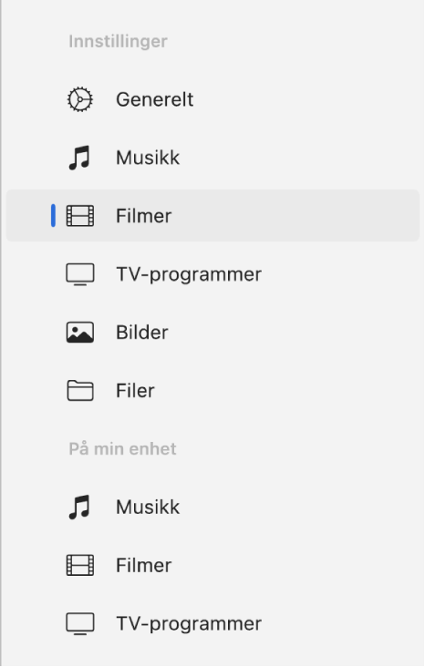 Filmer er markert i sidepanelet.