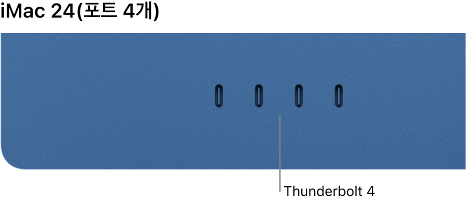 네 개의 Thunderbolt&nbsp;4 포트가 있는 iMac.