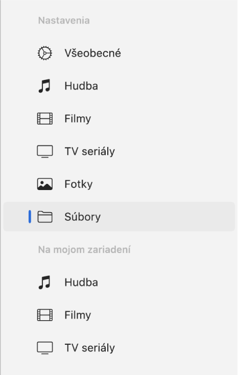 Na postrannom paneli je vybraná položka Súbory.