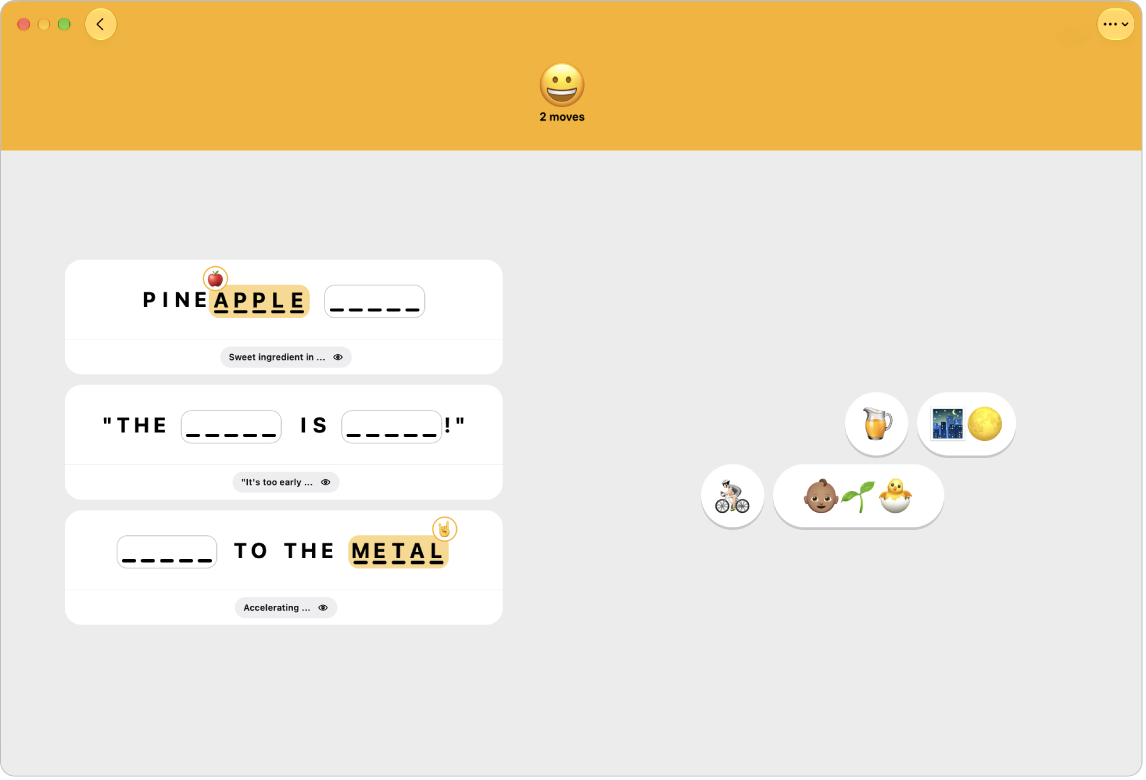 An Emoji Game puzzle in the News app.
