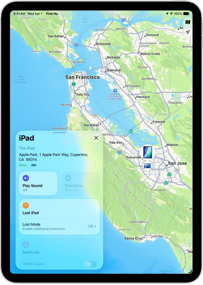 A Find My screen showing an iPad.