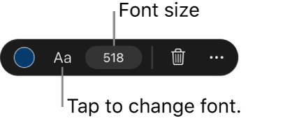 The type toolbar at the bottom of the canvas showing a controls to change the font type and font size. 