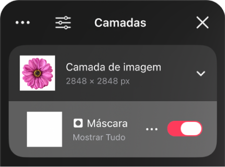 Uma camada de máscara na barra lateral Camadas