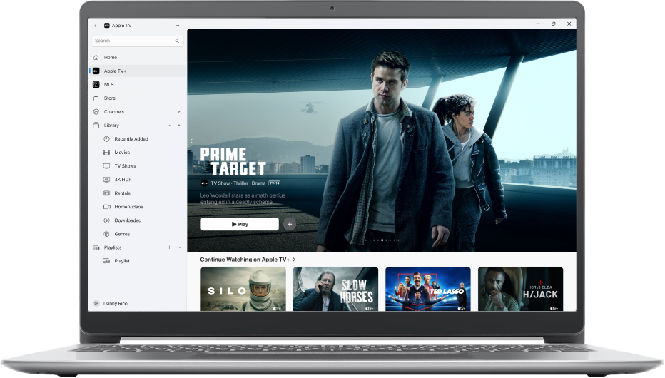 The Apple TV app window showing Apple TV+.