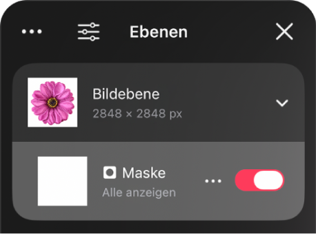Eine Maskenebene in der Seitenleiste „Ebenen“