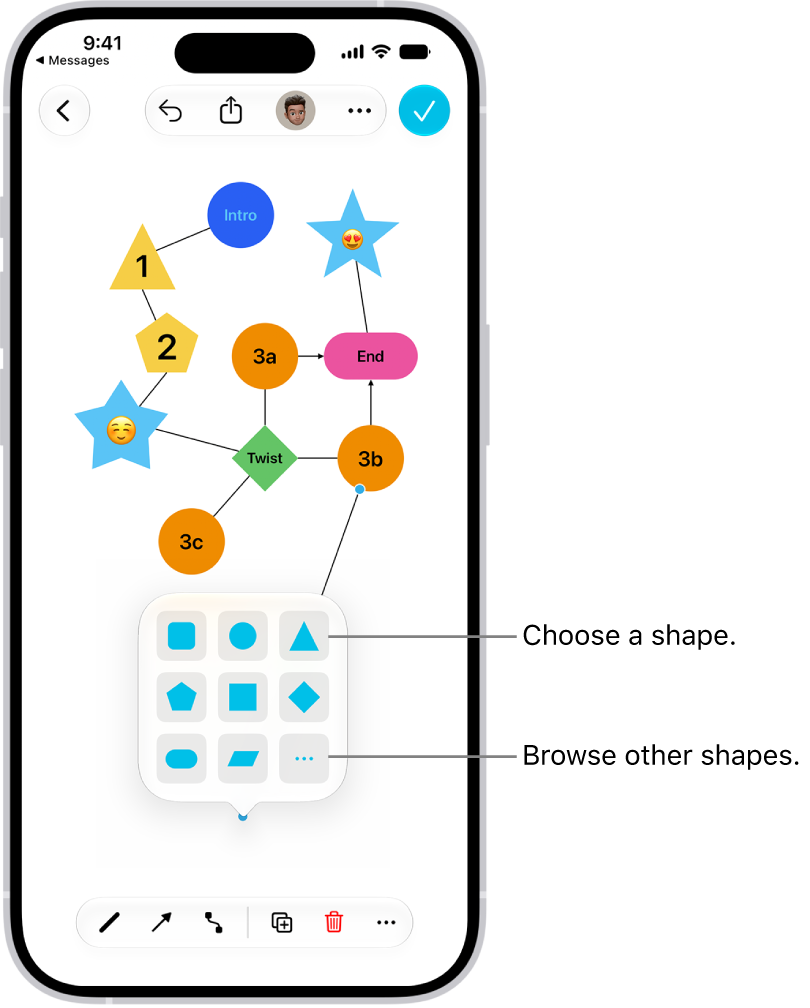 A diagram on a Freeform board with a new shape being added.