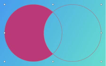 Dos figuras circulares combinadas mediante sustracción.