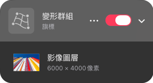 「圖層」側邊欄中的變形群組。