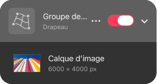 Un groupe de déformation dans la barre latérale Calques.