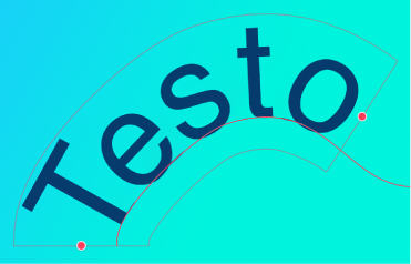 Testo lungo un percorso vettoriale curvo.
