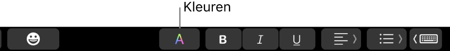 De Touch&nbsp;Bar met de kleurenknop en knoppen voor een specifieke app.