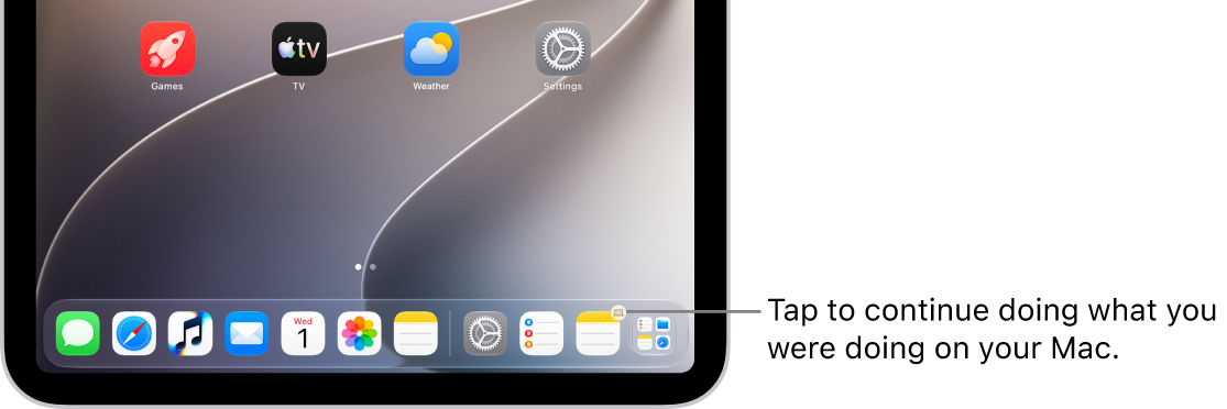The Handoff icon visible in the Dock on an iPad.