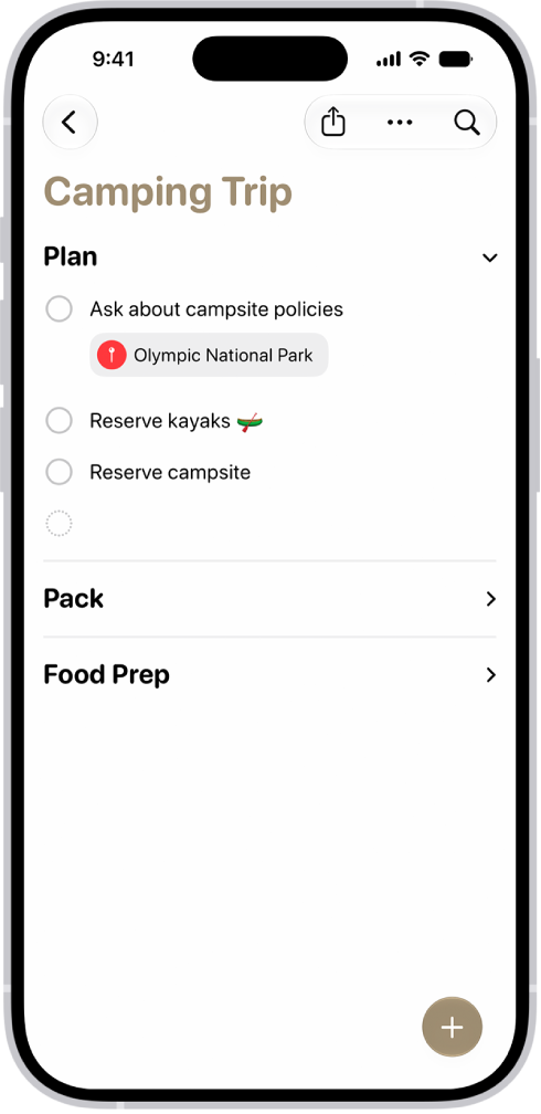 “提醒事项” App 显示列表，其中一个分区展开，其他分区折叠。