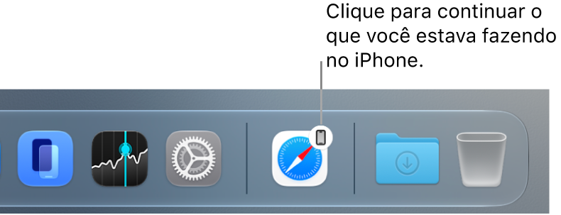 Ícone do Handoff visível no Dock de um Mac.