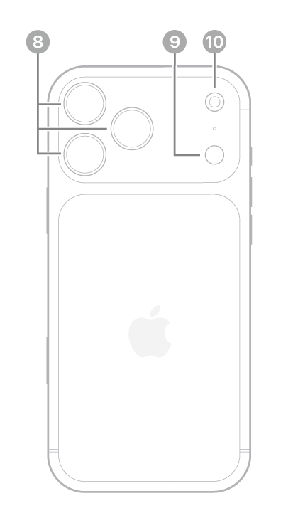 The back view of iPhone 18 Pro Max. The rear cameras are in the top left and the flash is at the top right.
