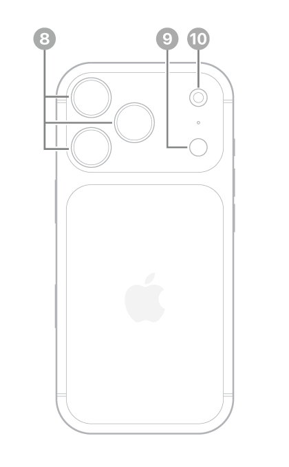 El reverso del iPhone 18 Pro. Las cámaras traseras están en la esquina superior izquierda y el flash está en la esquina superior derecha.
