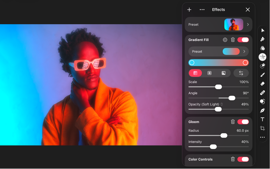 A photo with an Effects preset applied.