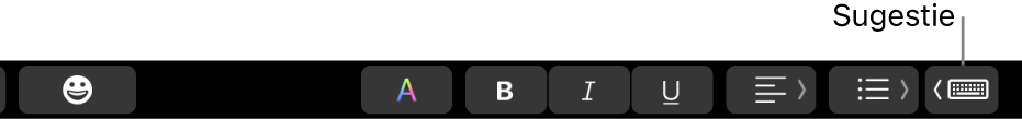 Pasek Touch Bar z&nbsp;przyciskiem pozwalającym wyświetlić sugestie na prawym końcu.